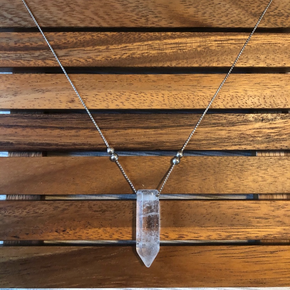 Alex and Ani Pull Chain Crystal Quartz Necklace